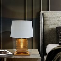 Bedside table lamp LINE MERLINbrassfabriccontemporary