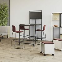 Contemporary stool VAPAAfabricmetal basewith footrest