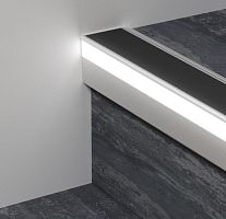 Rubber stair nosing PROLIGHT PROTECT 126/L/Faluminumwith LED profilenon-slip