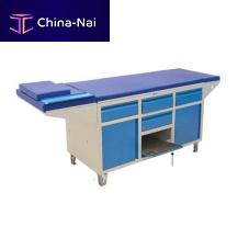 Manual examination table 92X4with storage unit2-sectionblue