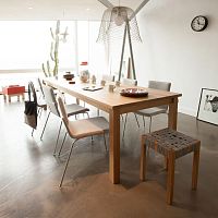 Contemporary stool BERLAGEoakcanvas