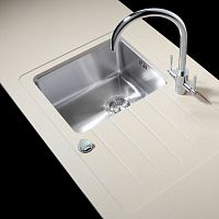 Single-bowl kitchen sink with drainboardstainless steelundermount