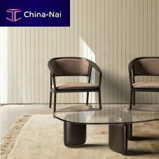 Contemporary armchair ORIGINfabricleatherwalnut