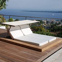 Contemporary sun lounger SUNDECKSunbrella®teakstainless steel