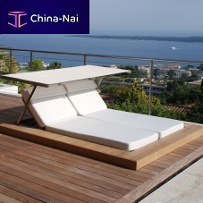 Contemporary sun lounger SUNDECKSunbrella®teakstainless steel