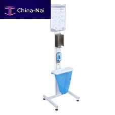 Hygiene station on casters HECO-01with hand sanitizer holderwith glove box