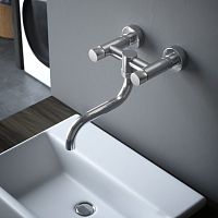Wall-mounted double-handle mixer tap KW50stainless steel 316Lkitchen2-hole