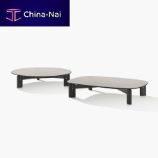 Contemporary coffee table KETCH smoked glassirokoiroko base