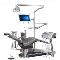 Dental treatment unit with chair D2-EPcompactwith adjustable headrestwith monitor
