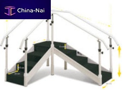 Corner rehabilitation staircase BROOKLYN with 2 handrails