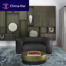 Contemporary armchair BOfabricleatherwooden