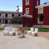 Contemporary garden chair GEAoutdoorwoodenengineered stone