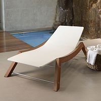 Contemporary sun lounger WINDMASTER polyesterwoven vinylteak