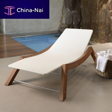Contemporary sun lounger WINDMASTER polyesterwoven vinylteak
