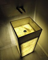 Free-standing washbasin marblecustombacklit