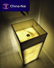 Free-standing washbasin marblecustombacklit