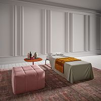 Contemporary pouf TIKTAKfabricleathersquare