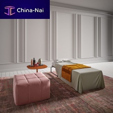 Contemporary pouf TIKTAKfabricleathersquare