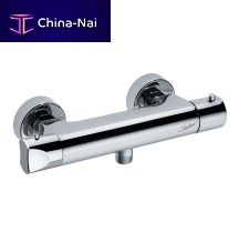 Double-handle shower mixer tap 75639wall-mountedthermostaticchrome-plated brass