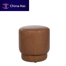 Contemporary pouf Tray fabricleatherround