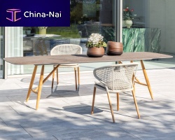 Contemporary dining table BELUGAceramicteak baserectangular
