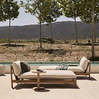 Contemporary sun lounger AMANUfabricCanax®teak