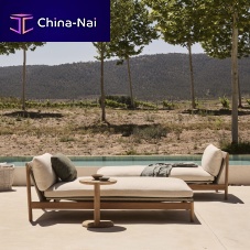 Contemporary sun lounger AMANUfabricCanax®teak