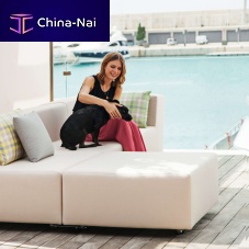Contemporary ottoman LOOPYSunbrella®squarewith removable cover