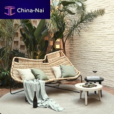 Contemporary sofa PEPErattanbeigesteel