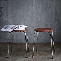 Contemporary stool DOTleatherchromed metal baseupholstered