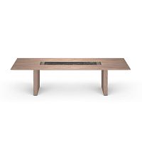 Contemporary boardroom table CARTESIANOwood veneerleathermarble
