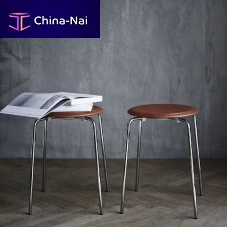 Contemporary stool DOTleatherchromed metal baseupholstered