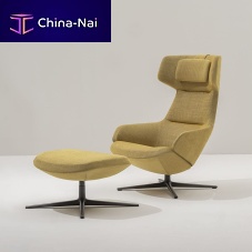 Contemporary footrest ASTON CLUB fabricleatherpolished aluminum