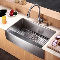 Single-bowl kitchen sink without drainboardstainless steelapron-front