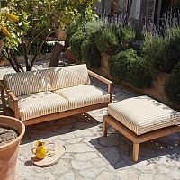 Contemporary pouf SKAGERAK - VIRKELYSTteaksquarewith removable cushion