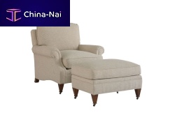 Traditional armchair WORKROOMfabricwith footrest