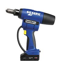 Riveting tool with spring-loaded trigger PowerBird® Pro Gold Editionwith brushless DC motorbattery-poweredfor blind rivets
