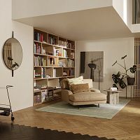 Scandinavian design chaise longue FLANEURvelvetlinenleather