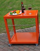 Contemporary side table MST stainless steelrectangularon casters