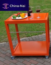 Contemporary side table MST stainless steelrectangularon casters