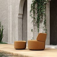 Contemporary fireside chair HARMONYvelvetwith footrestbrown