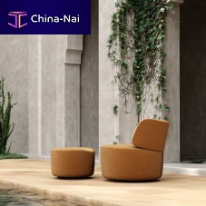 Contemporary fireside chair HARMONYvelvetwith footrestbrown