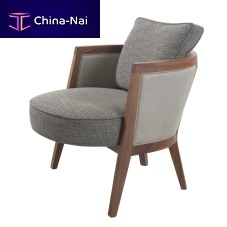Contemporary armchair COCOONfabricleatherwalnut