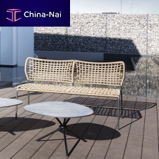 Contemporary garden bench Corda steelropewith backrest
