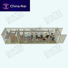 Containerized slaughterhouse line cattlegoatsheep