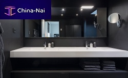 Double vanity top lacquered woodwood veneerFenix NTM®