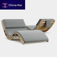 Contemporary chaise longue DUNESunbrella®woodenstainless steel