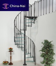 Spiral staircase C 122glass stepsteel framehome