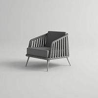 Contemporary armchair LITUS fabricsynthetic leatheraluminum