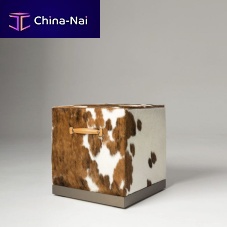 Contemporary pouf FEDROfabricsteelcowhide